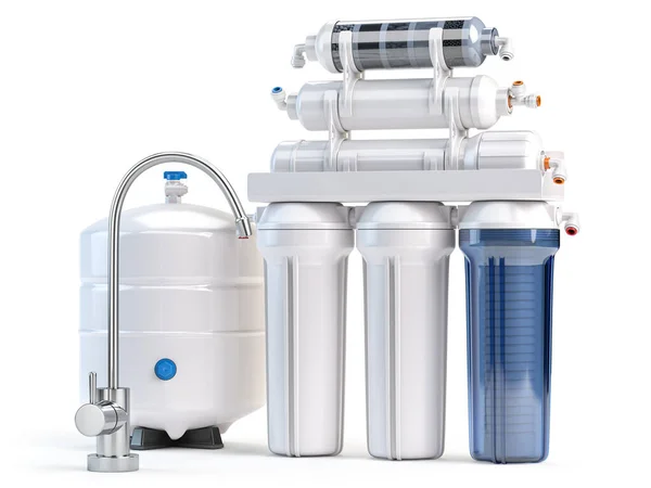 Umkehrosmose Wasseraufbereitungssystem Isoliert Auf Weiß Wasserreinigungsanlage Illustration — Stockfoto
