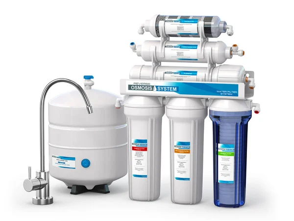 Reverse Osmosis Water Purification System Isolaterd White Water Cleaning System — Stock Photo, Image
