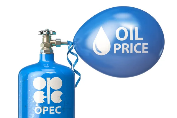 Die Opec Bläst Den Luftballon Der Ölpreisblase Auf Krisenkonzept Der — Stockfoto