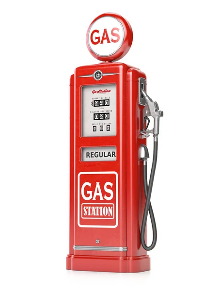 Retro Gas Fuel Pump Station Isolated White Illustration — 图库照片
