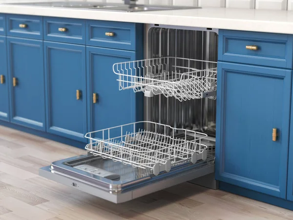 Mutfakta Boş Bulaşık Makinesini Illüstrasyon — Stok fotoğraf