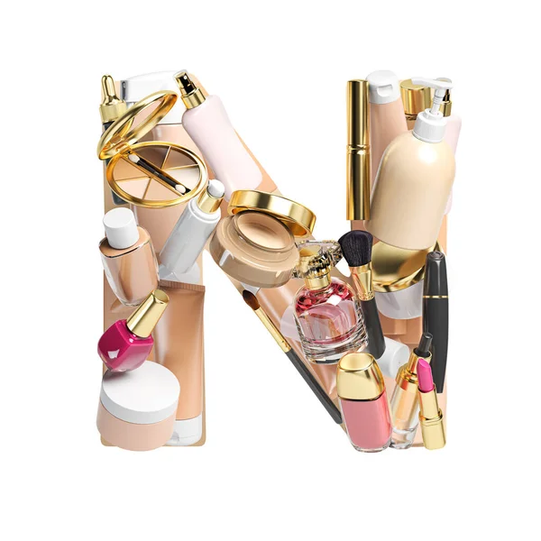 Letter Alphabet Cosmetics Make Beauty Products Isolated White Illustration — Stock Photo, Image