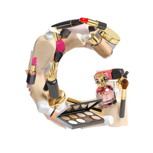 Litera Alfabet Kosmetyków Makijażu Produktów Kosmetycznych Izolowanych Biało Ilustracja — Zdjęcie stockowe