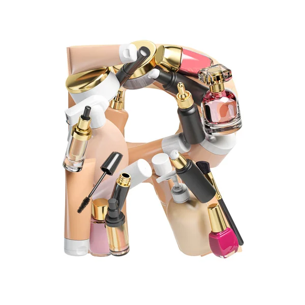Buchstabe Alphabet Aus Kosmetik Make Und Beauty Produkte Isoliert Auf — Stockfoto
