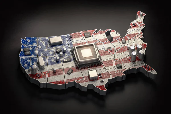 Verenigde Staten Halfgeleider Industrie Computer Chips Productie Kunstmatige Intelligentie Concept — Stockfoto