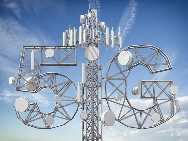 Telekomunikační Věž Anténní Rádiové Vysílače Mobilního Ilustrace — Stock fotografie