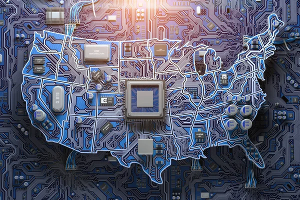 Industria Semiconductores Estados Unidos Fabricación Chips Computadora Inteligencia Artificial Placa — Foto de Stock