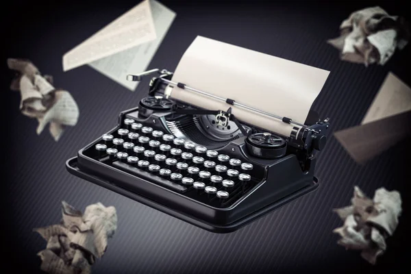 Vintage Schreibmaschine Und Papierbögen Kreativität Und Inspiration Konzept Illustration — Stockfoto