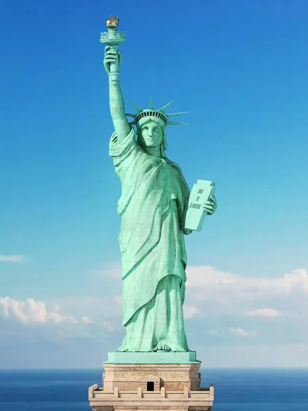Vrijheidsbeeld Een Hemelse Achtergrond New York Usa Symbool Illustratie — Stockfoto