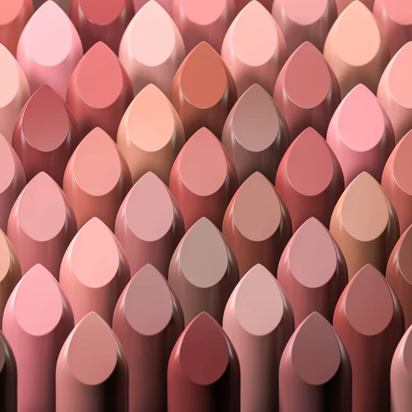 Lippenstifte Verschiedenen Farben Hintereinander Make Schönheit Konzept Hintergrund Illustration — Stockfoto