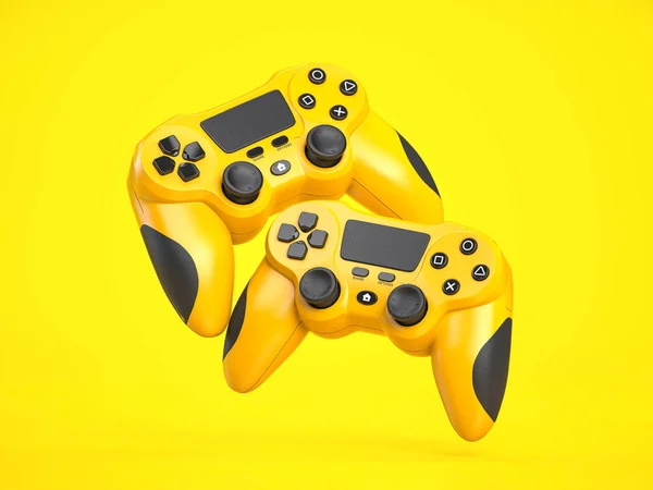 Yellow Game Joystick Gaming Controller Yellow Background Illustration — Stock Photo, Image