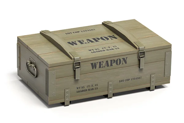 Military Wooden Crate Weapon Army Ammunition Isolated White Illustration — Stock Photo, Image