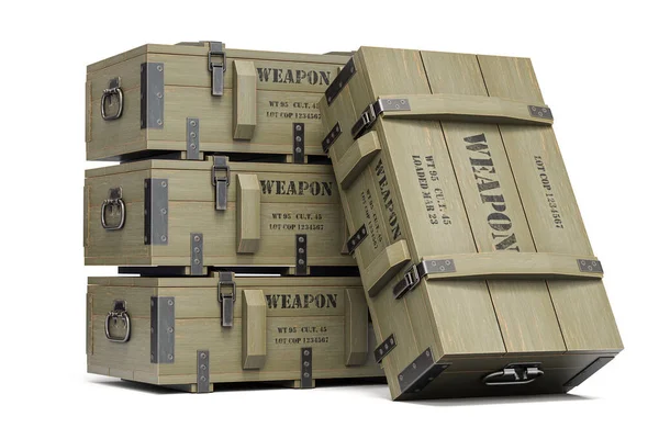 Military Wooden Crates Weapon Army Ammunition Isolated White Illustration — Stock Photo, Image
