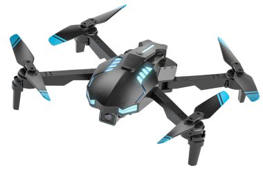 Quadcopter hava aracı beyaz arka planda izole edildi. 3d illüstrasyon