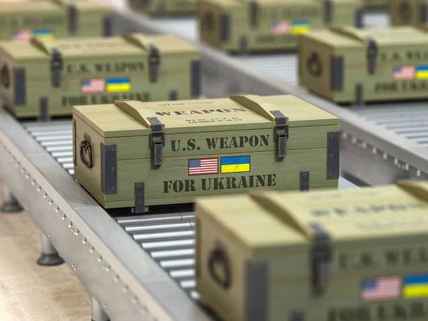Military Production Supply Delivery Usa American Weapon Ukraine Weapon Box — Stock Photo, Image