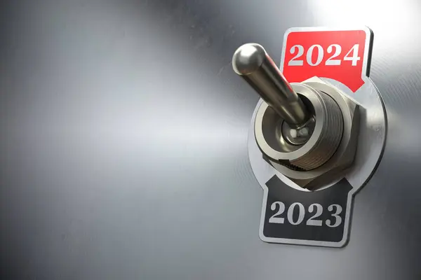 2024 New Year Change Vintage Switch Toggle Numbers 2023 2024 — Stock Photo, Image