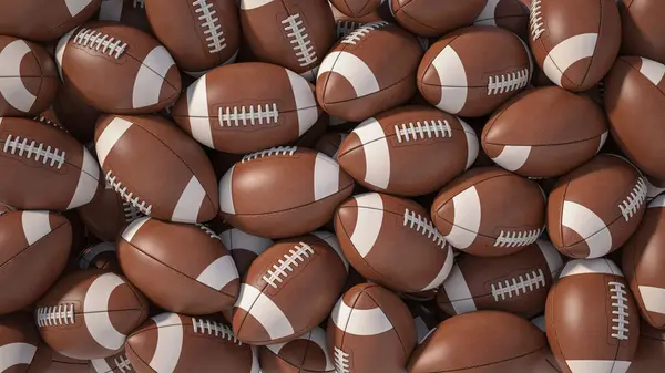 Veel Amerikaanse Football Ballen Achtergrond Illustratie Rechtenvrije Stockfoto's