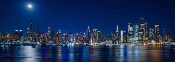 New York City Night Skyline Hdr — Stockfoto