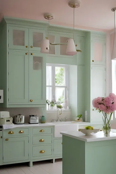 Creative Pastel Color Elegant Kitchen Interior Design, Peculiar