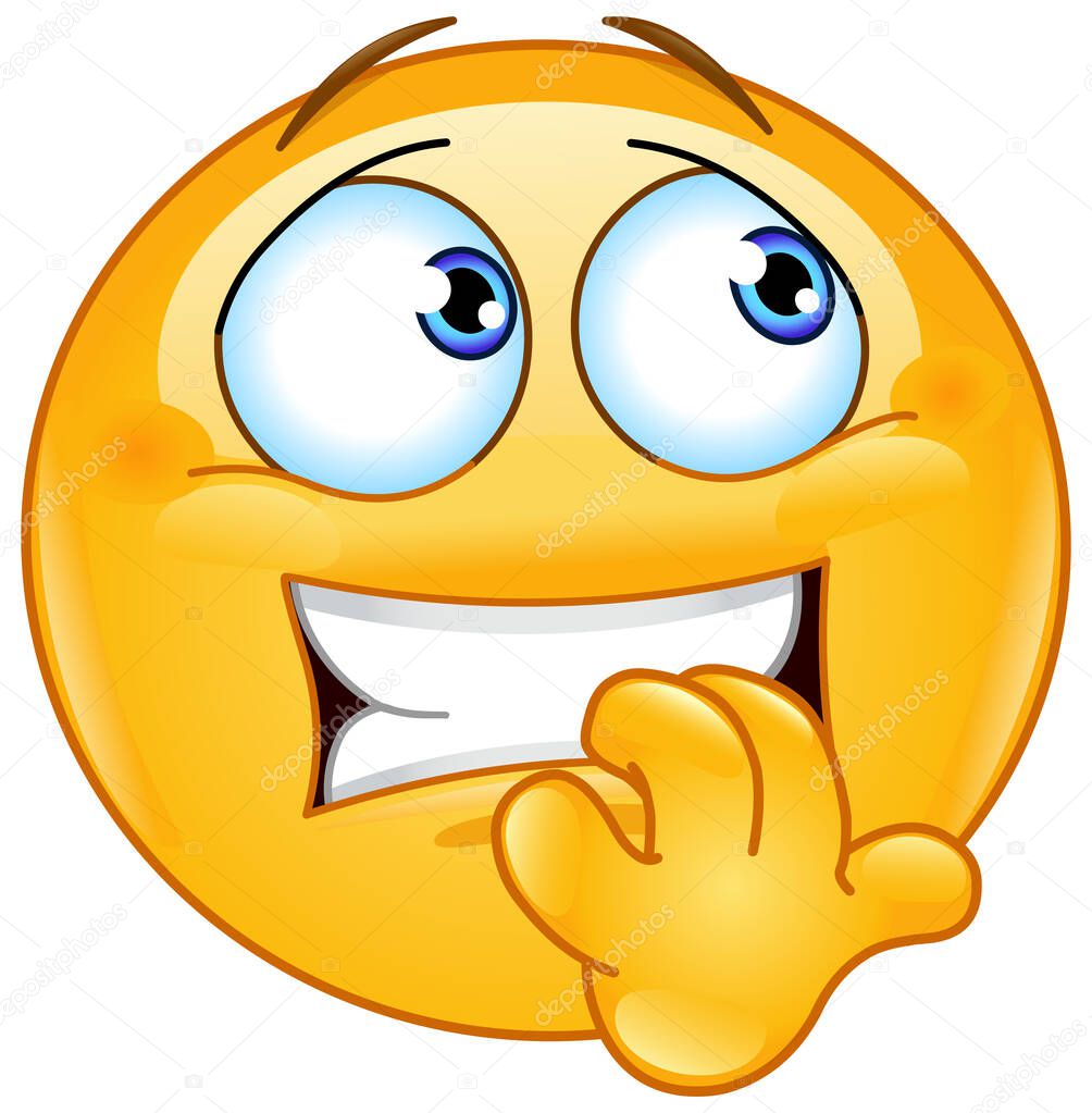 Vettoriale stockEmoticon Emoji Guardando Parte Mordendo Unghie