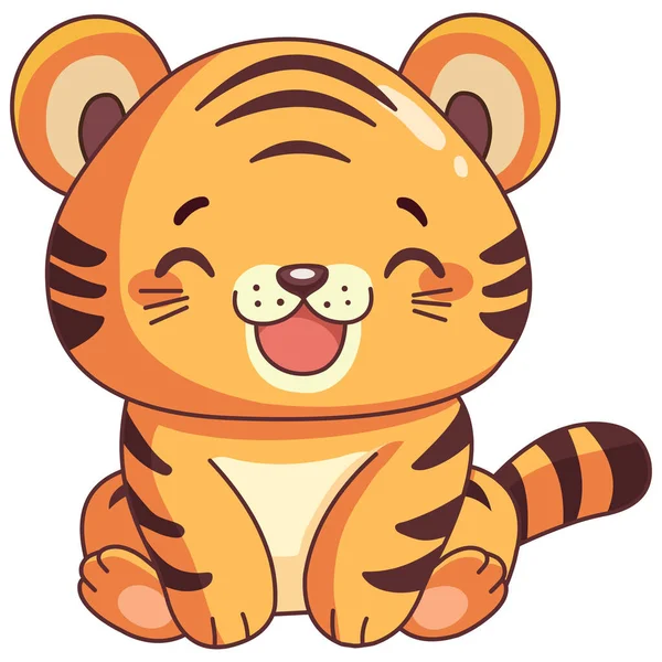Glückliches Tigerbaby Kawaii Stil Stockvektor