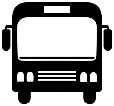 Front view of a black and white bus icon