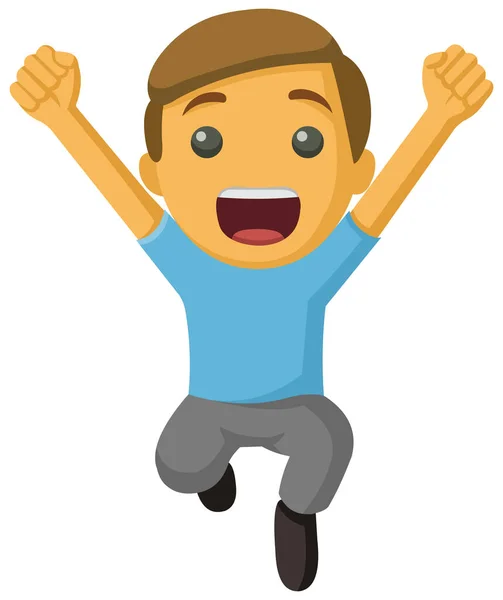 Icon Happy Man Jumping Showing Winning Gesture — Stock Vector