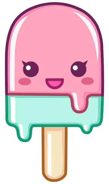 Caractère Popsicle Heureux Dans Style Kawaii — Image vectorielle