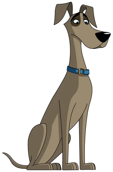 青い襟の座っているスタイルの犬 — ストックベクタ