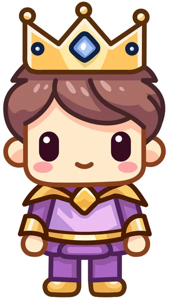 Niedliche Cartoon Ikone Eines Lächelnden Prinzen Mit Krone — Stockvektor