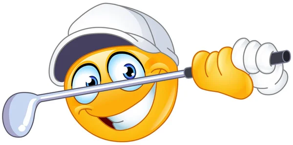 Golf Spelare Emoji Emoticon Med Klubben Tar Ett Skott Royaltyfria illustrationer