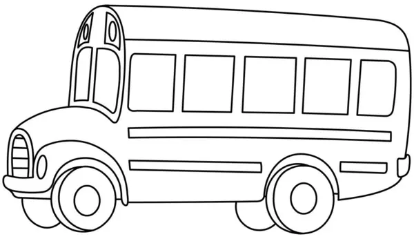 Ônibus Escolar Delineado Vector Linha Arte Ilustração Colorir Página Vetores De Stock Royalty-Free