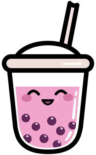 泡泡茶风格的快乐泡茶角色 免版税图库插图