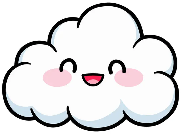 Happy Cloud Kawaii Style Stok Vektor Bebas Royalti