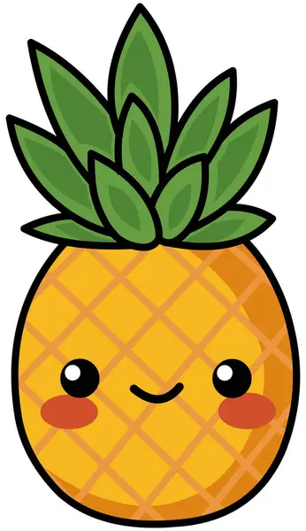 Happy Ananas Karakter Een Kawaii Stijl Rechtenvrije Stockvectors