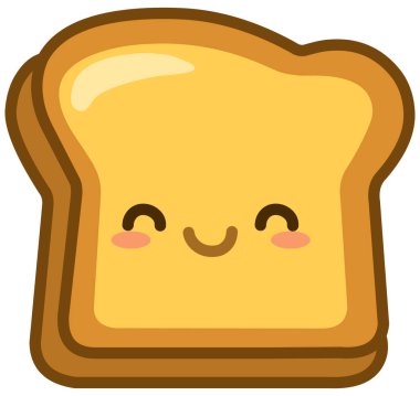 Kawaii tarzında gülümseyen sevimli tost karakteri.