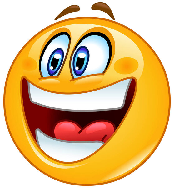 Смеющийся смайлик, показанный с трех четвертей угла