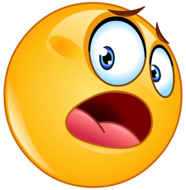Dehşete düşmüş emoji ifadesi geriye bakıyor.