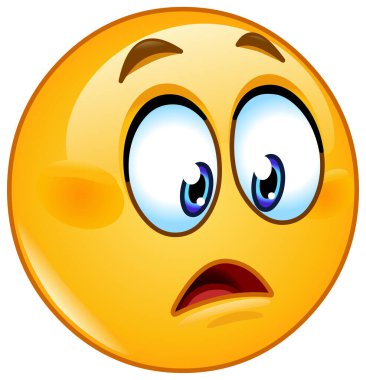 Biraz şok olmuş ya da şaşırmış bir ifadeyle Emoji emoticonu.