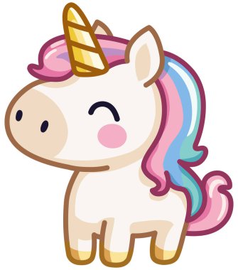 Kawaii tarzında şirin bir bebek tek boynuzlu at.