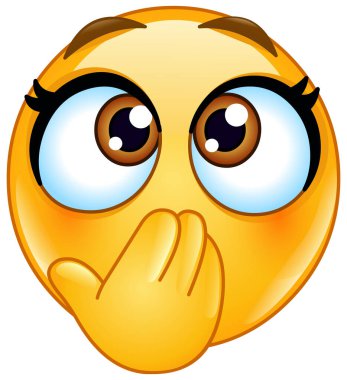 Elleriyle ağzını kapatan kadın emojisi ifadesi, sürpriz, şok, utanç, ya da şakacı bir kıkırdama.