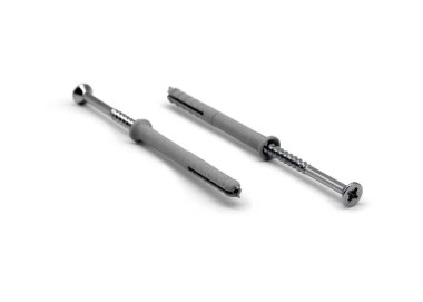 Dowel 'i kendi kendine beceriyor. Yakın plan. Beyaz arkaplanda izole.