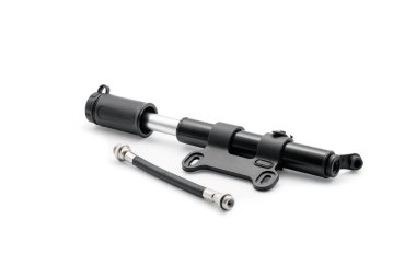 Compact bike pump. Close-up. Isolated on white background.
