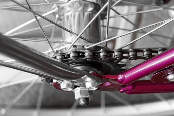 Buje Trasero Bicicleta Primer Plano Sobre Fondo Blanco — Foto de Stock