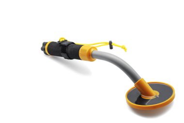 Pinpointer taşınabilir bir su altı metal dedektörü. Yakın plan. Beyaz arkaplanda izole.