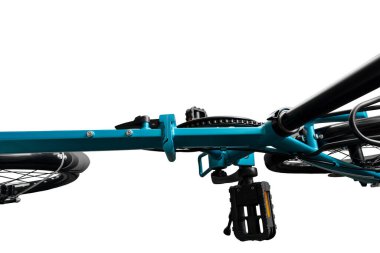 Katlanan bisiklet iskeleti. Yakın plan. Beyaz arkaplanda izole.