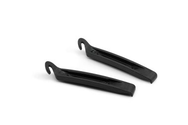 Bisikletler için plastik montlar. Yakın plan. Beyaz arkaplanda izole.