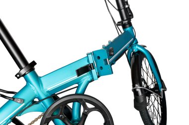 Katlanan bisiklet iskeleti. Yakın plan. Beyaz arkaplanda izole.