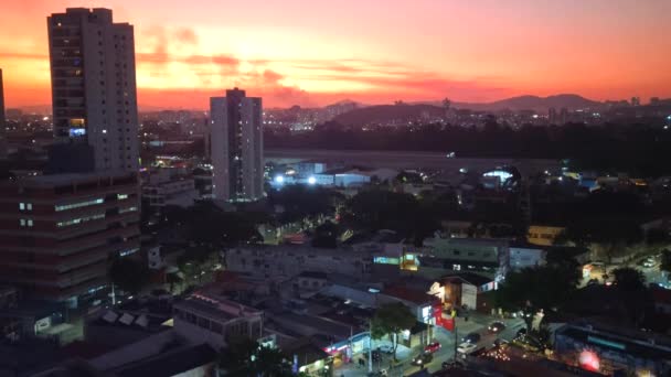 ブラジル 夜のサンパウロの空の景色 — ストック動画