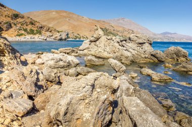 Preveli sahilinde kayalar, Girit, Yunanistan